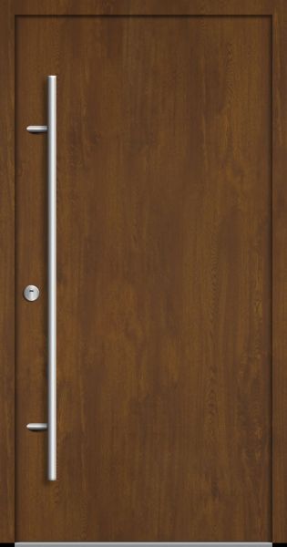 Außenansicht Aluminium Haustür ohne Glas Golden Oak