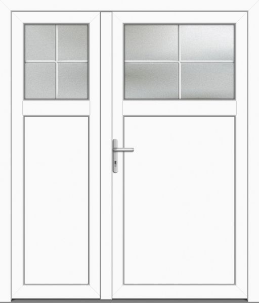 Kunststoff Nebeneingangstür "ALSTER-J" 60 mm 2-flügelig asymm 4 Sprossenfelder