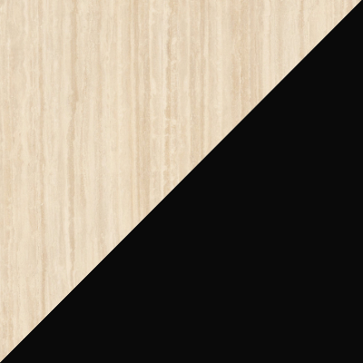 Travertin Classico (Stein au&szlig;en) / Tiefschwarz (RAL 9005 innen)