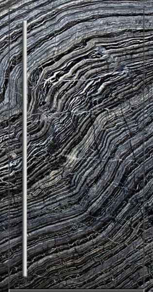 Außenansicht Aluminium-Stein-Tür Silver Wave innen öffnend DIN links