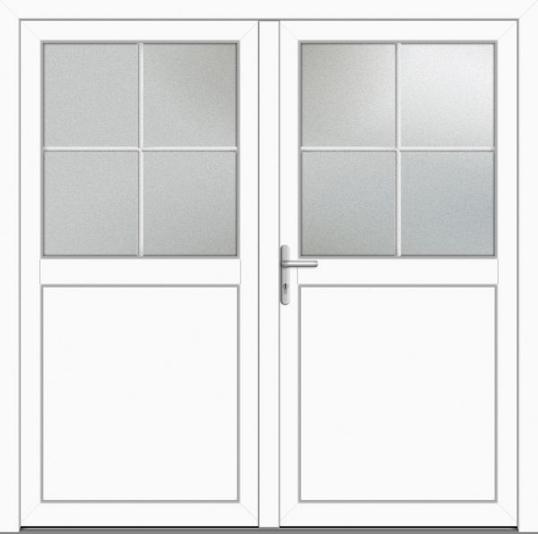 Kunststoff Nebeneingangstür "PILSENSEE-J" 60 mm 2-flügelig symm 4 Sprossenfelder